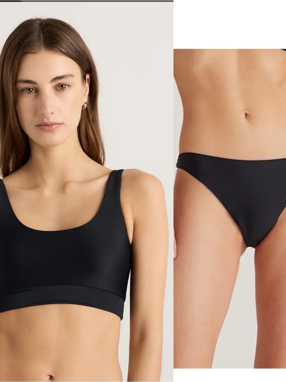 Quince Black Two Piece Bikini Tank Top & Low Rise Bottoms medium NEW